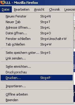 Drucken, beim Mozilla Firefox